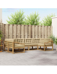 Set di divani da esterno con cuscino 6 pcs Bianco e Beige