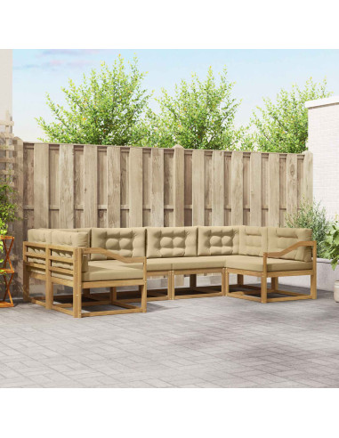 Set di divani da esterno con cuscino 6 pcs Bianco e Beige