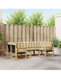 Set di divani da esterno con cuscino 6 pcs Bianco e Beige