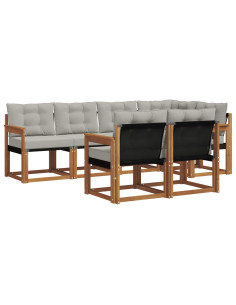 Set di divani con cuscino 7 pcs Grigio Naturale e Chiaro 2