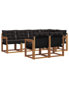 Set di divani con cuscino 7 pcs Naturale e Nero 2
