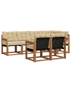Set di divani con cuscino 7 pcs Naturale e Beige 2