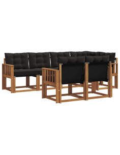 Set di divani con cuscino 7 pcs Naturale e Nero 2