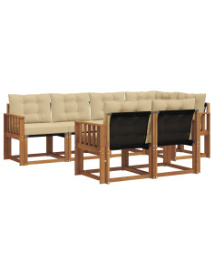 Set di divani con cuscino 7 pcs Naturale e Beige 2