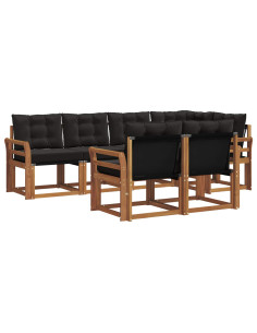 Set di divani con cuscino 7 pcs Naturale e Nero 2