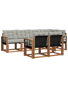 Set di divani con cuscino 7 pcs Grigio Naturale e Chiaro 2
