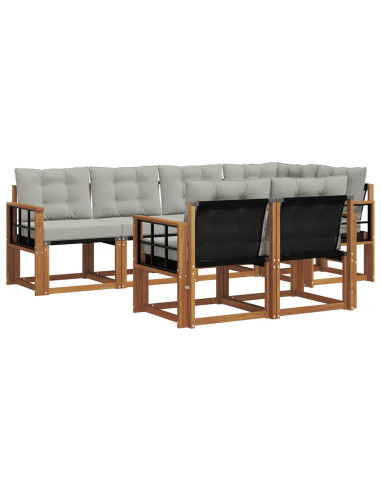 Set di divani con cuscino 7 pcs Grigio Naturale e Chiaro