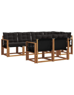 Set di divani con cuscino 7 pcs Naturale e Nero 2