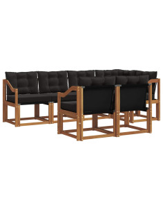 Set di divani con cuscino 7 pcs Naturale e Nero 2