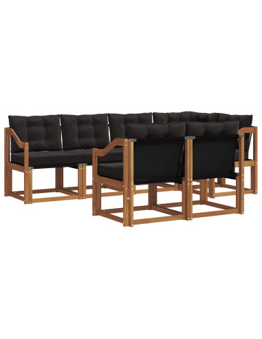 Set di divani con cuscino 7 pcs Naturale e Nero