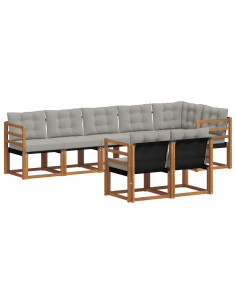 Set di divani con cuscino 8 pcs Grigio Naturale e Chiaro 2
