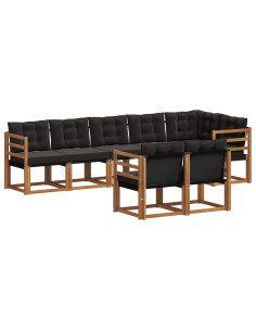 Set di divani con cuscino 8 pcs Naturale e Nero 2