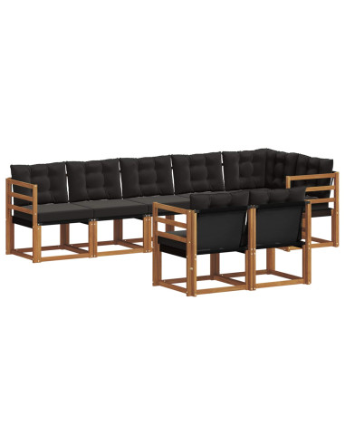 Set di divani con cuscino 8 pcs Naturale e Nero