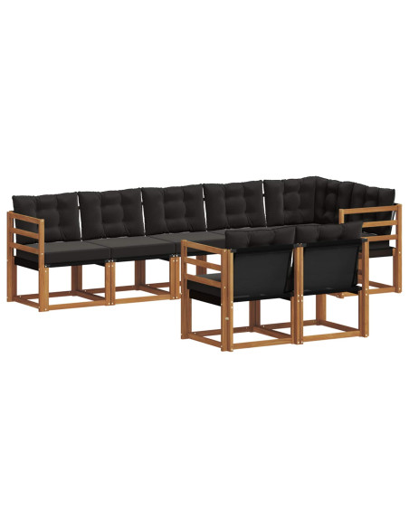 Set di divani con cuscino 8 pcs Naturale e Nero