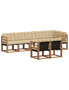 Set di divani con cuscino 8 pcs Naturale e Beige 2