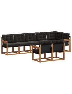 Set di divani con cuscino 8 pcs Naturale e Nero 2