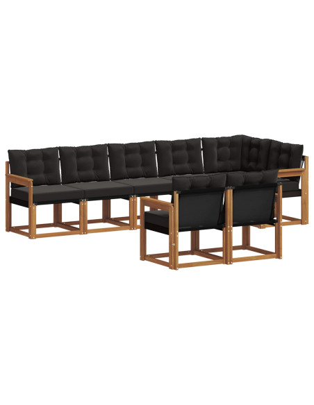 Set di divani con cuscino 8 pcs Naturale e Nero