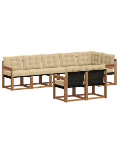 Set di divani con cuscino 8 pcs Naturale e Beige 2