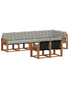 Set di divani con cuscino 8 pcs Grigio Naturale e Chiaro 2