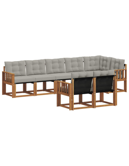 Set di divani con cuscino 8 pcs Grigio Naturale e Chiaro