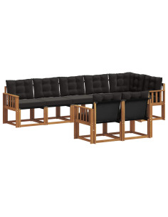 Set di divani con cuscino 8 pcs Naturale e Nero 2