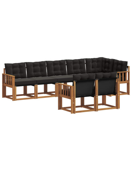 Set di divani con cuscino 8 pcs Naturale e Nero