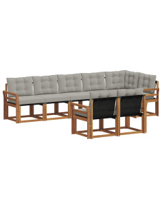 Set di divani con cuscino 8 pcs Grigio Naturale e Chiaro 2