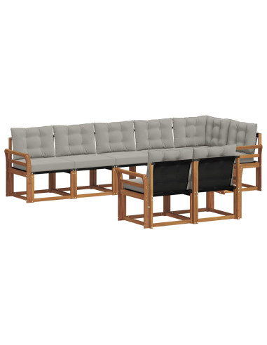Set di divani con cuscino 8 pcs Grigio Naturale e Chiaro