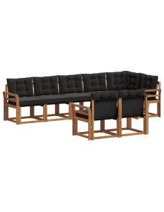 Set di divani con cuscino 8 pcs Naturale e Nero 2