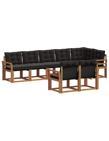 Set di divani con cuscino 8 pcs Naturale e Nero