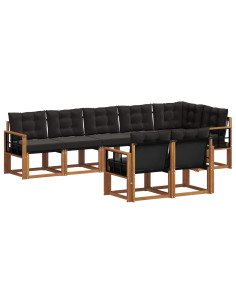 Set di divani con cuscino 8 pcs Naturale e Nero 2