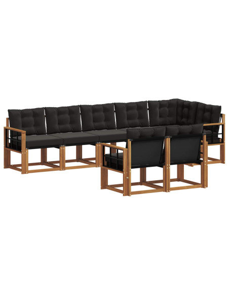 Set di divani con cuscino 8 pcs Naturale e Nero