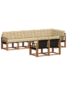 Set di divani con cuscino 8 pcs Naturale e Beige 2