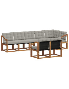 Set di divani con cuscino 8 pcs Grigio Naturale e Chiaro 2