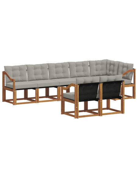 Set di divani con cuscino 8 pcs Grigio Naturale e Chiaro
