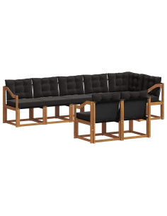 Set di divani con cuscino 8 pcs Naturale e Nero 2