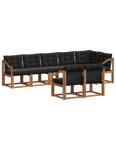 Set di divani con cuscino 8 pcs Naturale e Nero