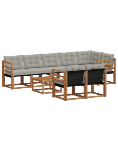 Set di divani con cuscino 9 pcs Grigio Naturale e Chiaro 2