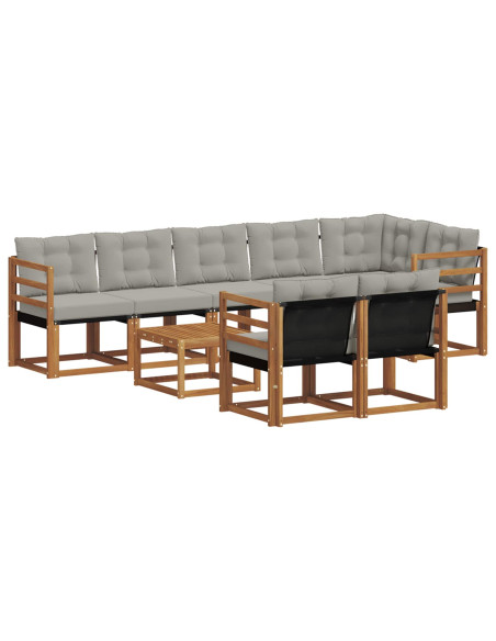 Set di divani con cuscino 9 pcs Grigio Naturale e Chiaro