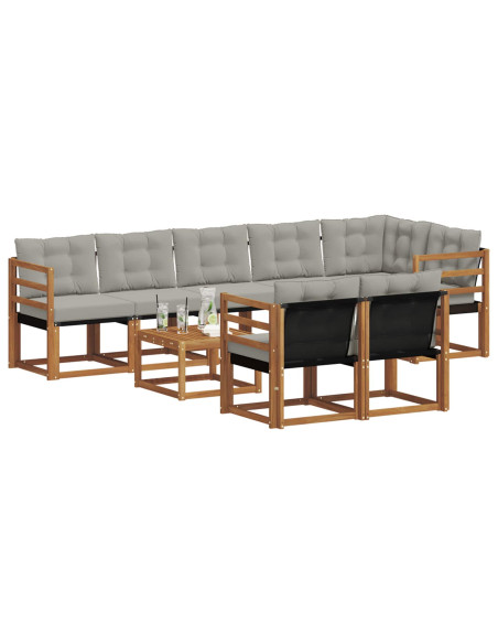 Set di divani con cuscino 9 pcs Grigio Naturale e Chiaro