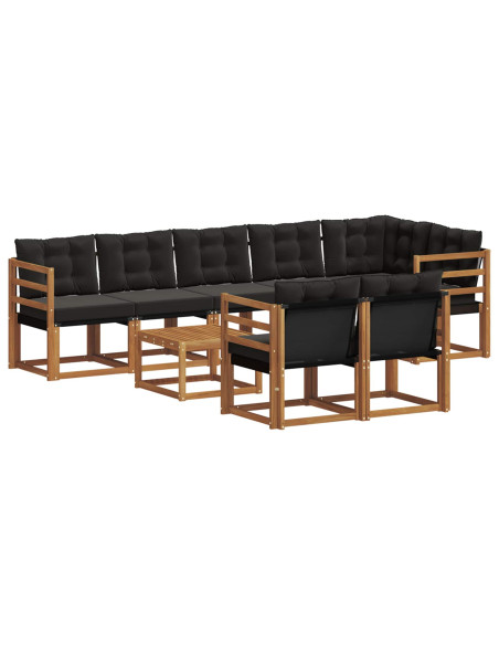 Set di divani con cuscino 9 pcs Naturale e Nero