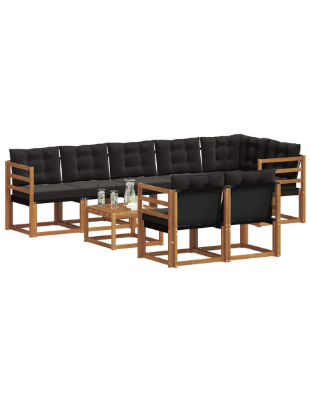 Set di divani con cuscino 9 pcs Naturale e Nero