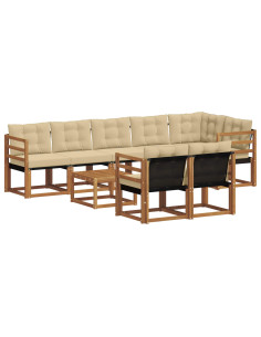 Set di divani con cuscino 9 pcs Naturale e Beige 2
