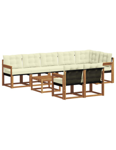 Set di divani con cuscino 9 pcs Naturale e Crema