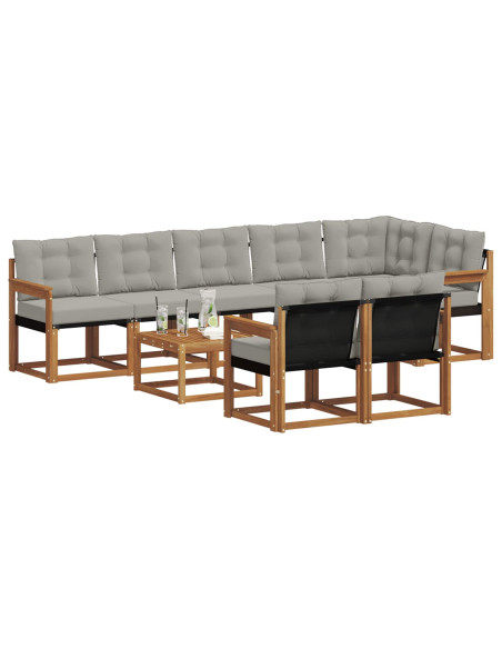 Set di divani con cuscino 9 pcs Grigio Naturale e Chiaro