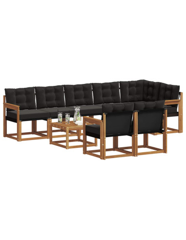 Set di divani con cuscino 9 pcs Naturale e Nero