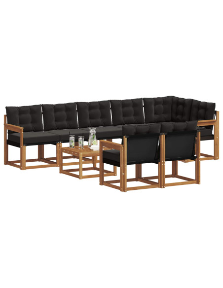 Set di divani con cuscino 9 pcs Naturale e Nero