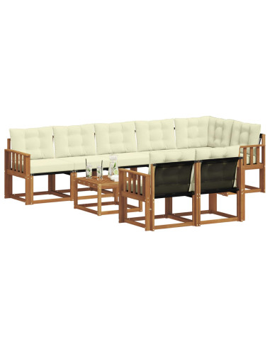 Set di divani con cuscino 9 pcs Naturale e Crema