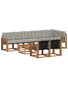 Set di divani con cuscino 9 pcs Grigio Naturale e Chiaro 2