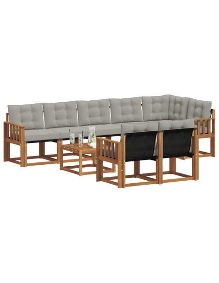 Set di divani con cuscino 9 pcs Grigio Naturale e Chiaro